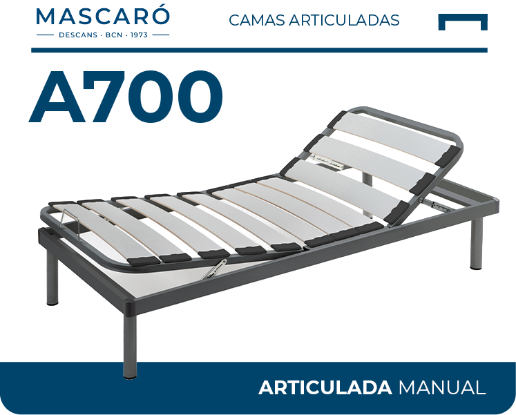 Cama articulada manual A700 de Descans Mascaró estructura 60×20×1,5 mm