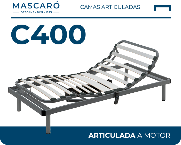 Cama articulada motorizada C400 de Descans Mascaró estructura 60×20×1,5 mm